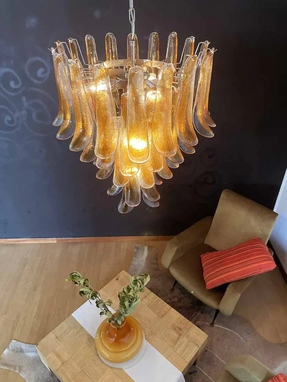 vintage-amber-murano-glass-petals-chandelier-handcrafted-elegant-pendant-light-fixture