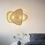 Vintage Bamboo Screen Cannage Wall Sconce Natural Wood Bracket Lighting Fixture