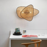 Vintage Bamboo Screen Cannage Wall Sconce Natural Wood Bracket Lighting Fixture