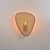 Vintage Bamboo Screen Cannage Wall Sconce Natural Wood Bracket Lighting Fixture