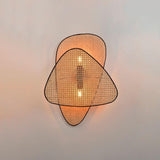 Vintage Bamboo Screen Cannage Wall Sconce Natural Wood Bracket Lighting Fixture