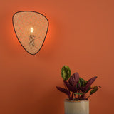 Vintage Bamboo Screen Cannage Wall Sconce Natural Wood Bracket Lighting Fixture