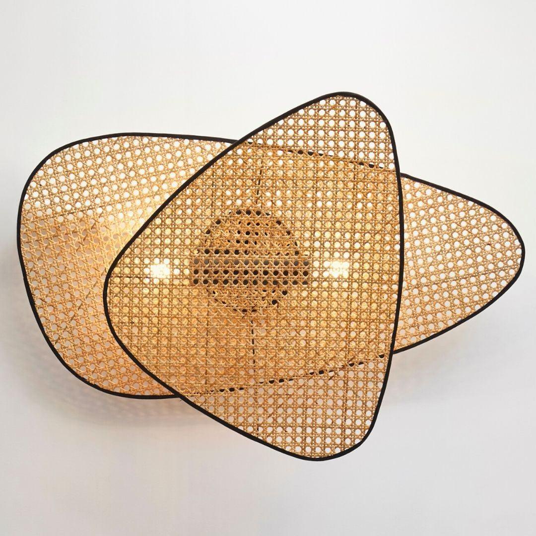 Vintage Bamboo Screen Cannage Wall Sconce Natural Wood Bracket Lighting Fixture