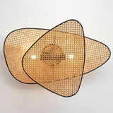 Vintage Bamboo Screen Cannage Wall Sconce Natural Wood Bracket Lighting Fixture