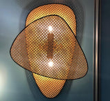 Vintage Bamboo Screen Cannage Wall Sconce Natural Wood Bracket Lighting Fixture