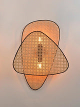 Vintage Bamboo Screen Cannage Wall Sconce Natural Wood Bracket Lighting Fixture