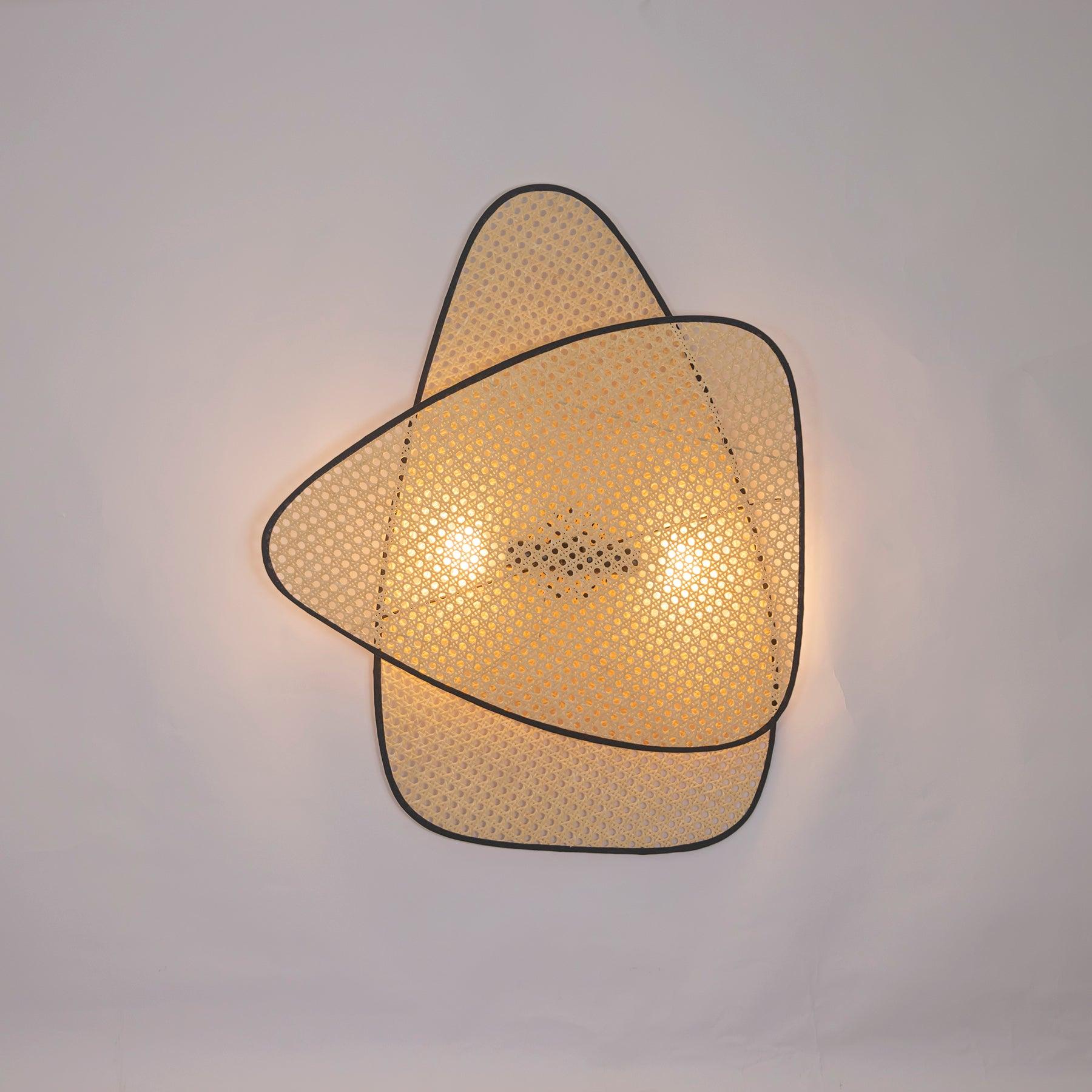 Vintage Bamboo Screen Cannage Wall Sconce Natural Wood Bracket Lighting Fixture