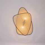 Vintage Bamboo Screen Cannage Wall Sconce Natural Wood Bracket Lighting Fixture