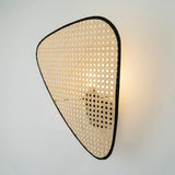Vintage Bamboo Screen Cannage Wall Sconce Natural Wood Bracket Lighting Fixture