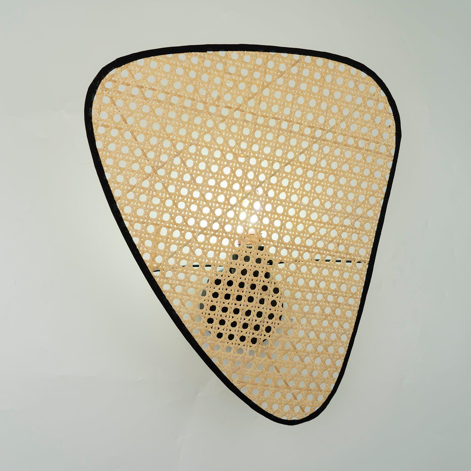Vintage Bamboo Screen Cannage Wall Sconce Natural Wood Bracket Lighting Fixture