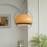 Vintage Bauhaus Medieval Pendant Lamp Chrome Cream Glass Hanging Fixture Retro Lighting