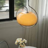 Vintage Bauhaus Medieval Pendant Lamp Chrome Cream Glass Hanging Fixture Retro Lighting