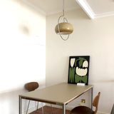 Vintage Bauhaus Medieval Pendant Lamp Chrome Cream Glass Hanging Fixture Retro Lighting