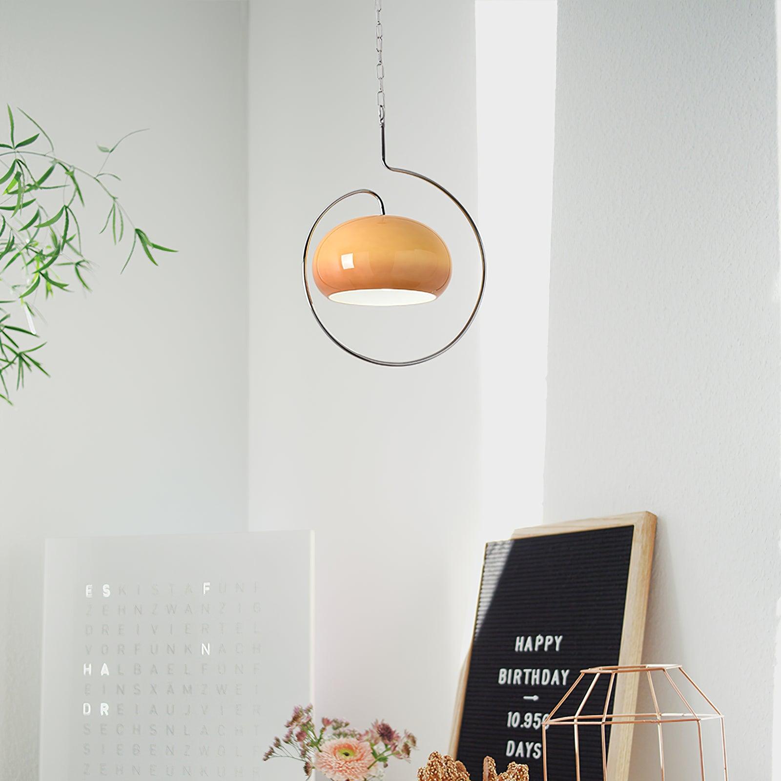 Vintage Bauhaus Medieval Pendant Lamp Chrome Cream Glass Hanging Fixture Retro Lighting