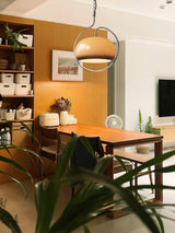 Vintage Bauhaus Medieval Pendant Lamp Chrome Cream Glass Hanging Fixture Retro Lighting