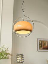 Vintage Bauhaus Medieval Pendant Lamp Chrome Cream Glass Hanging Fixture Retro Lighting