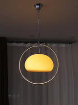 Vintage Bauhaus Medieval Pendant Lamp Chrome Cream Glass Hanging Fixture Retro Lighting