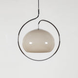 Vintage Bauhaus Medieval Pendant Lamp Chrome Cream Glass Hanging Fixture Retro Lighting