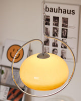 Vintage Bauhaus Medieval Pendant Lamp Chrome Cream Glass Hanging Fixture Retro Lighting