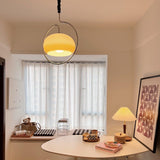 Vintage Bauhaus Medieval Pendant Lamp Chrome Cream Glass Hanging Fixture Retro Lighting