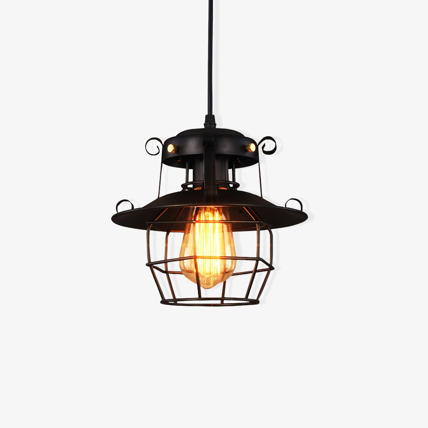 Vintage Birdcage Iron Pendant Light Industrial Geometric Hanging Lamp for Kitchen and Dining