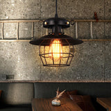Vintage Birdcage Iron Pendant Light Industrial Geometric Hanging Lamp for Kitchen and Dining