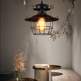 Vintage Birdcage Iron Pendant Light Industrial Geometric Hanging Lamp for Kitchen and Dining