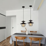 Vintage Birdcage Iron Pendant Light Industrial Geometric Hanging Lamp for Kitchen and Dining