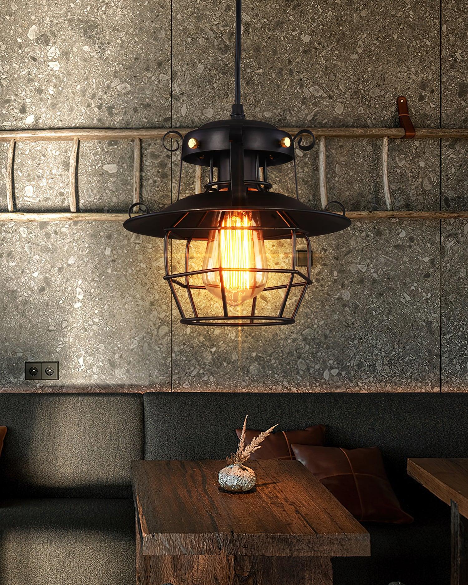 Vintage Birdcage Iron Pendant Light Industrial Geometric Hanging Lamp for Kitchen and Dining