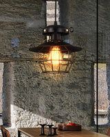 Vintage Birdcage Iron Pendant Light Industrial Geometric Hanging Lamp for Kitchen and Dining
