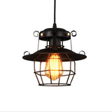 Vintage Birdcage Iron Pendant Light Industrial Geometric Hanging Lamp for Kitchen and Dining