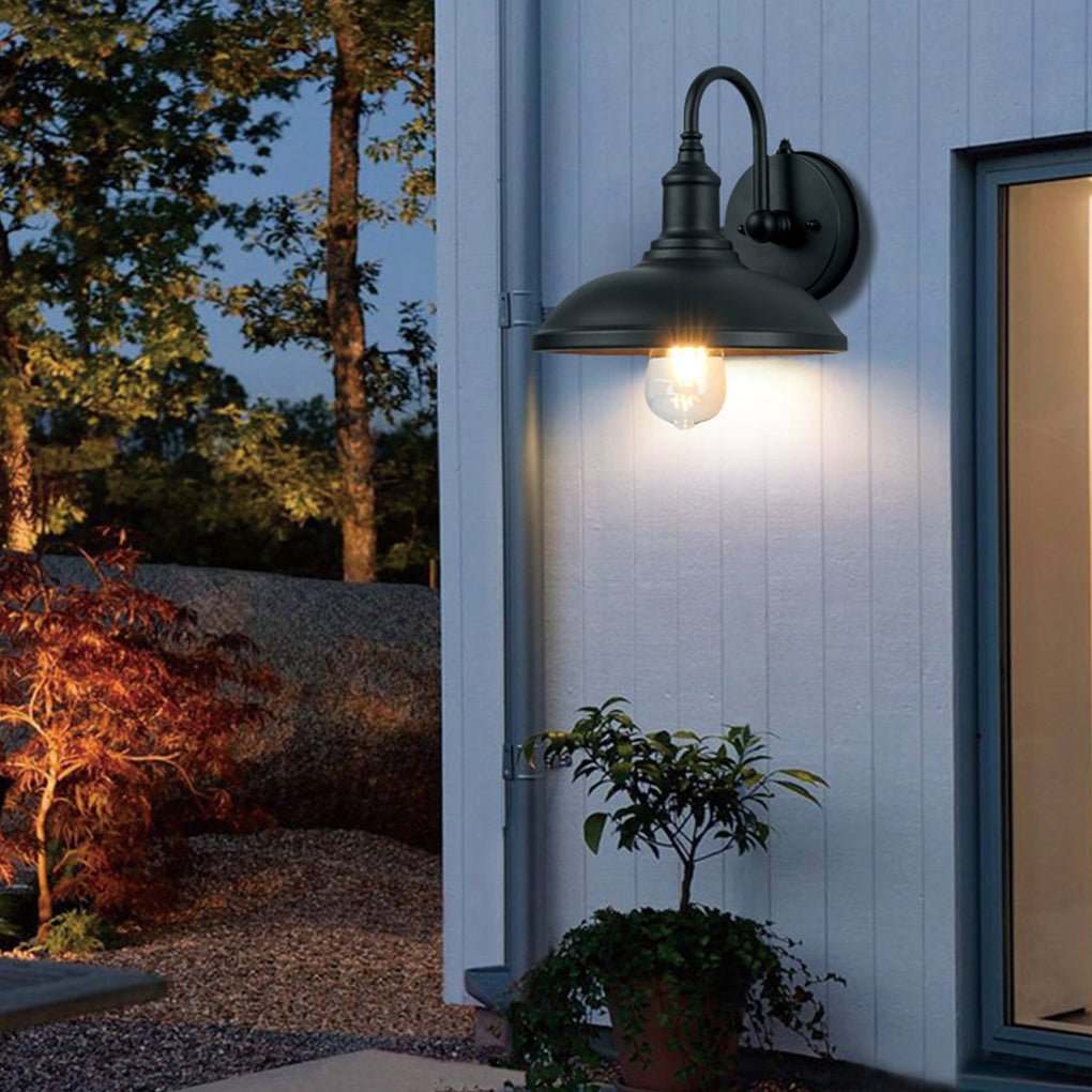 Vintage Black Aluminum Outdoor Induction Wall Light Waterproof LED Exterior Sconce for Porch and Terrace