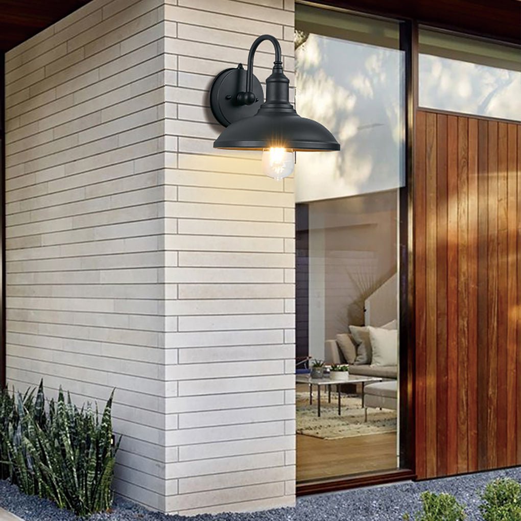 Vintage Black Aluminum Outdoor Induction Wall Light Waterproof LED Exterior Sconce for Porch and Terrace