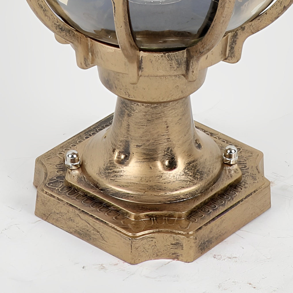 Vintage Black Aluminum Outdoor Pier Mount Post Light with Clear Glass Globe Lantern