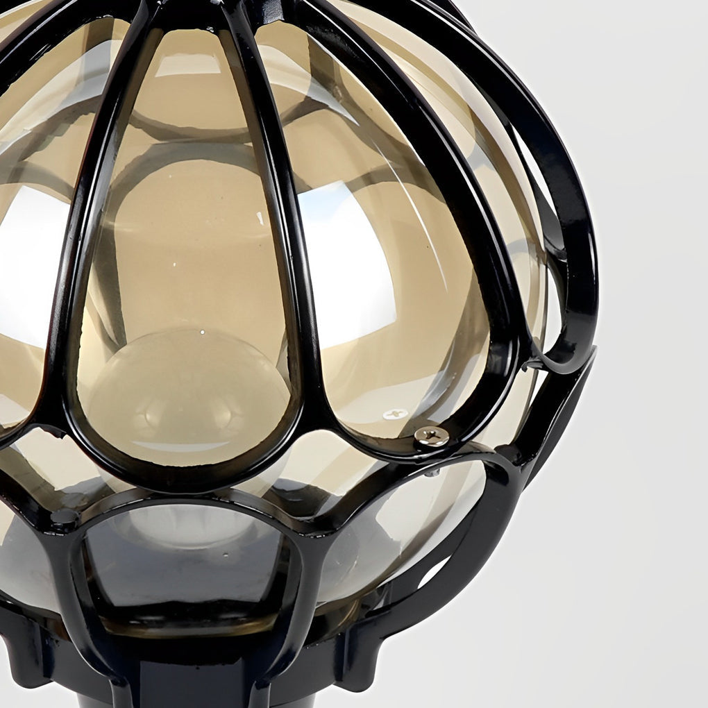 Vintage Black Aluminum Outdoor Pier Mount Post Light with Clear Glass Globe Lantern