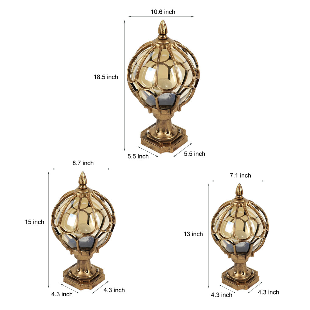 Vintage Black Aluminum Outdoor Pier Mount Post Light with Clear Glass Globe Lantern