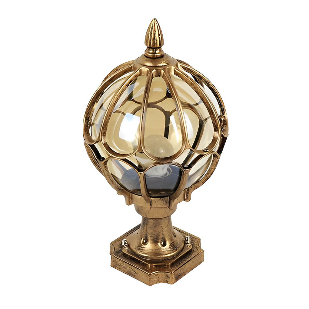 Vintage Black Aluminum Outdoor Pier Mount Post Light with Clear Glass Globe Lantern