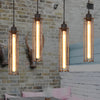Vintage Black Iron LED Pendant Lighting Fixture Industrial Tube Ceiling Lamp for Kitchen and Cafe