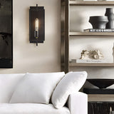 Vintage Black Iron Rectangular Industrial Wall Sconce for Bedroom and Living Room Lighting