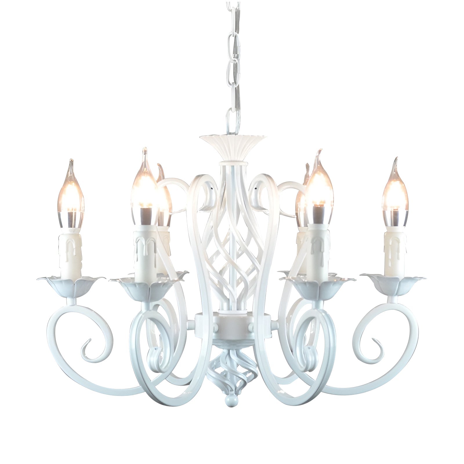 Vintage Black Metal Farmhouse Candelabra Chandelier 6 Light Ceiling Hanging Fixture