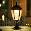 Vintage Black Outdoor Solar Fence Post Light with Remote Control Waterproof Garden LED Lamp