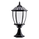 Vintage Black Outdoor Solar Fence Post Light with Remote Control Waterproof Garden LED Lamp
