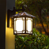 Vintage Black Solar Outdoor Wall Lantern Waterproof Aluminum Exterior Sconce Lighting