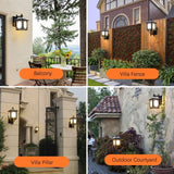 Vintage Black Solar Outdoor Wall Lantern Waterproof Aluminum Exterior Sconce Lighting
