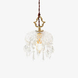 Vintage Brass and Clear Glass Bowl Pendant Light Elegant Ceiling Fixture for Dining Room