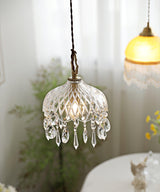 Vintage Brass and Clear Glass Bowl Pendant Light Elegant Ceiling Fixture for Dining Room