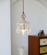 Vintage Brass and Clear Glass Bowl Pendant Light Elegant Ceiling Fixture for Dining Room