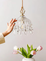 Vintage Brass and Clear Glass Bowl Pendant Light Elegant Ceiling Fixture for Dining Room