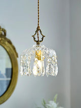 Vintage Brass and Clear Glass Bowl Pendant Light Elegant Ceiling Fixture for Dining Room