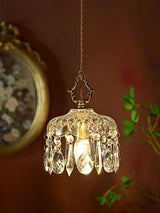 Vintage Brass and Clear Glass Bowl Pendant Light Elegant Ceiling Fixture for Dining Room